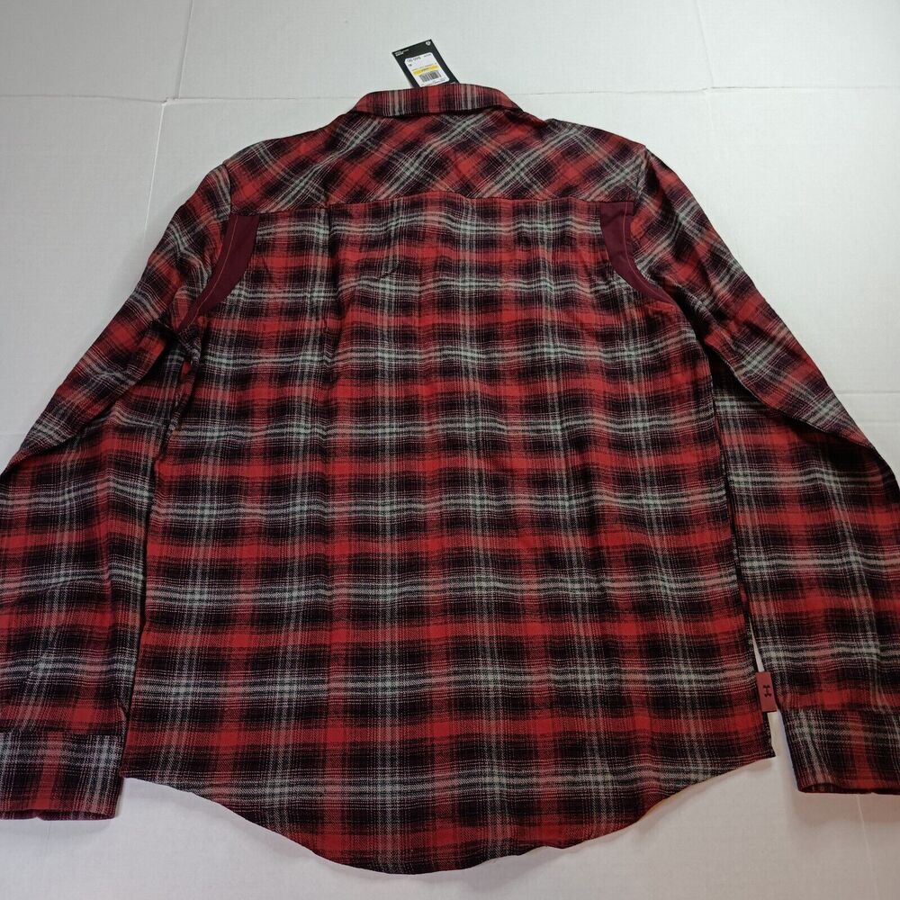 Under Armour Plaid Shirt Men's M Medium Red Tradesman Flex Snap Flannel Fitted - Picture 8 of 9